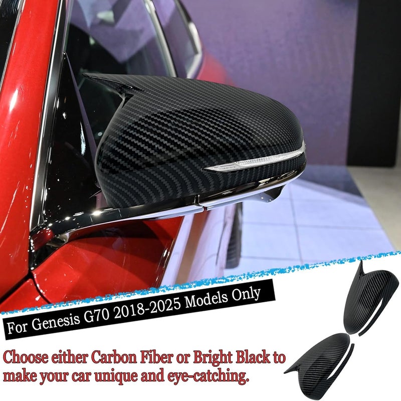 MUXEE Side Mirror Cover,for Genesis G70 2018 2019 2020 2021 2022 2023 2024 2025，Turn Signal housing Cover Sets car Accessories -Carbon Fiber（with Turn Signal Cutout） - Image 4